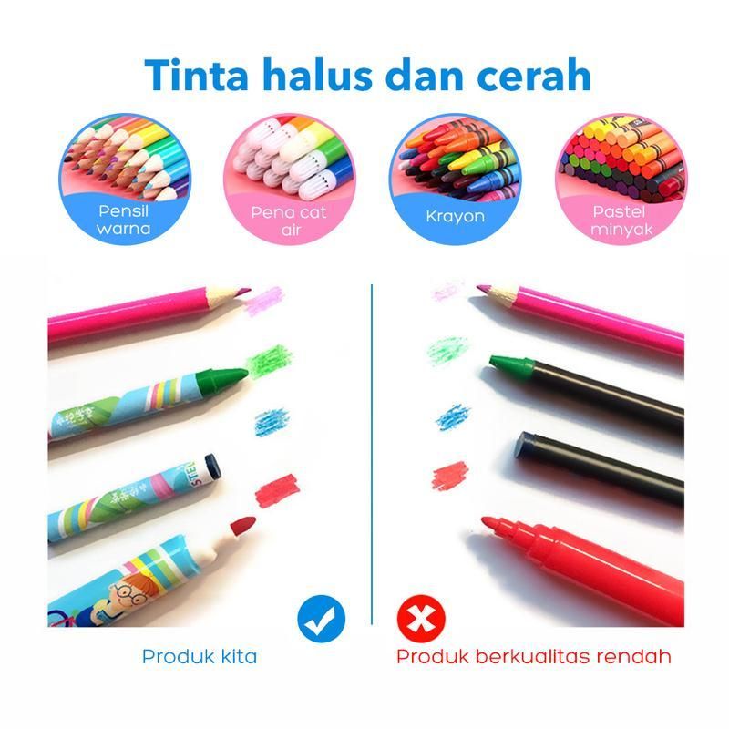 208 PCS CRAYON SET/ ART SET/ KRAYON MEWARNAI DAN MENGGAMBAR/ KRAYON MURAH ORIGINAL