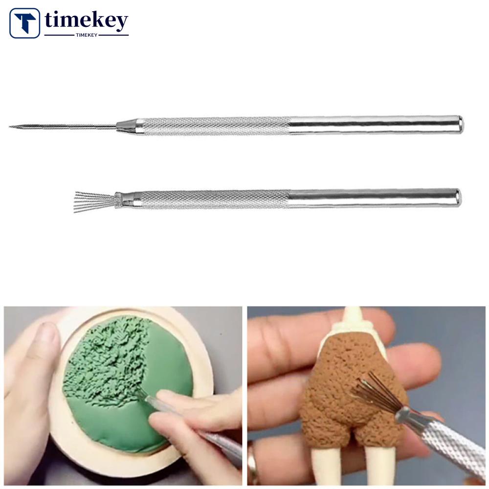 Timekey Alat Tekstur Tembikar 7pin Jarum Pen Keramik Alat Bulu Polymer Clay Sculpting Modelling Tool Q1T4