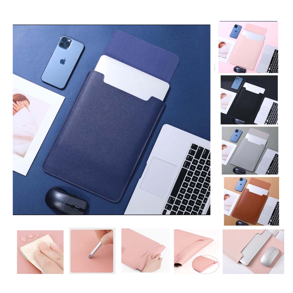 Tas Laptop Softcase Sarung Macbook Air Pro M1 M2 Samsung Lenovo Waterproof PU Leather Size 11 12 13 14 15 16 inch
