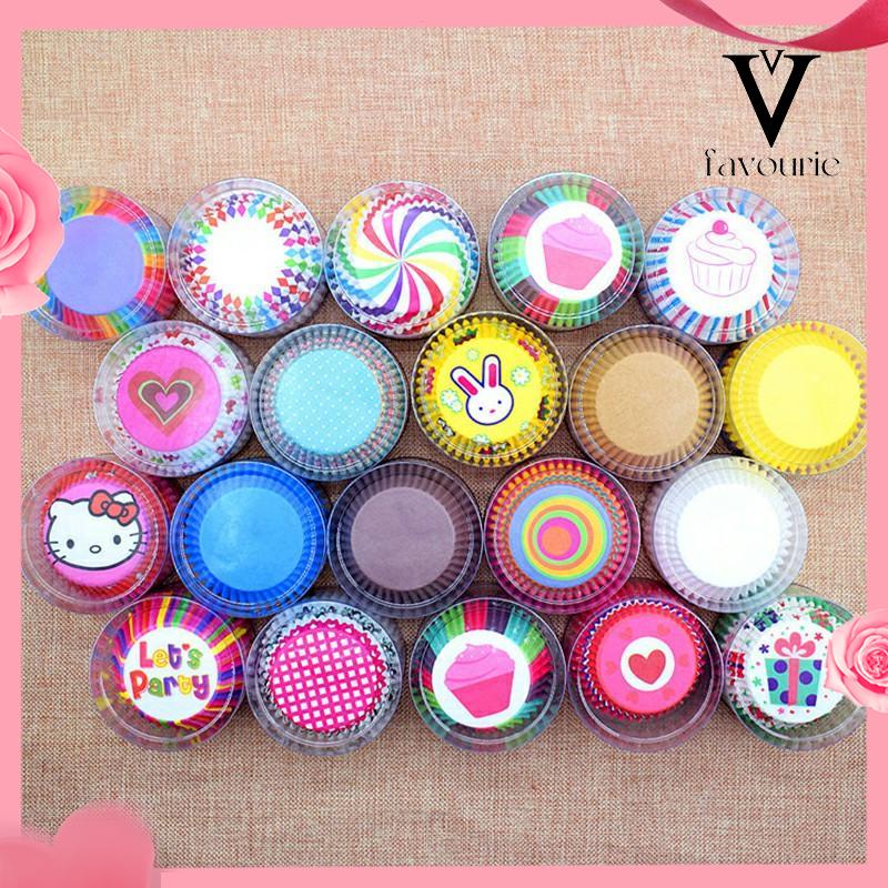 COD100 Pcs Muffin Warna-warni Cupcake Kertas Cangkir Kue Kotak Kue Cup Case Cup Cake Kertas Kue-FA