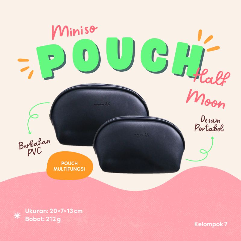 MINISO Pouch Half Moon Makeup Bags Organizers