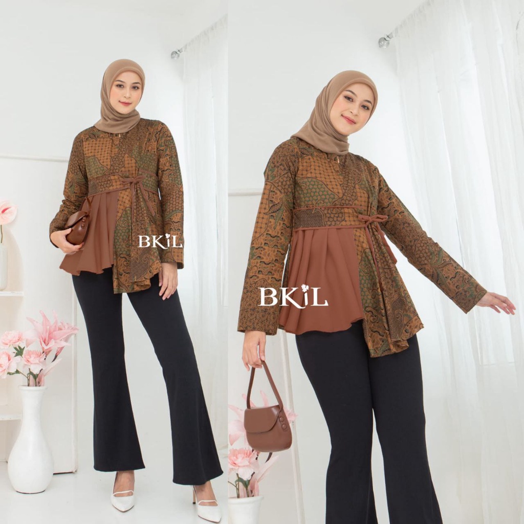 Baju Batik Wanita Modern Atasan Blouse Batik Kerja Kantor Wanita Seragam Batik Modern M L XL XXL Batik Alina