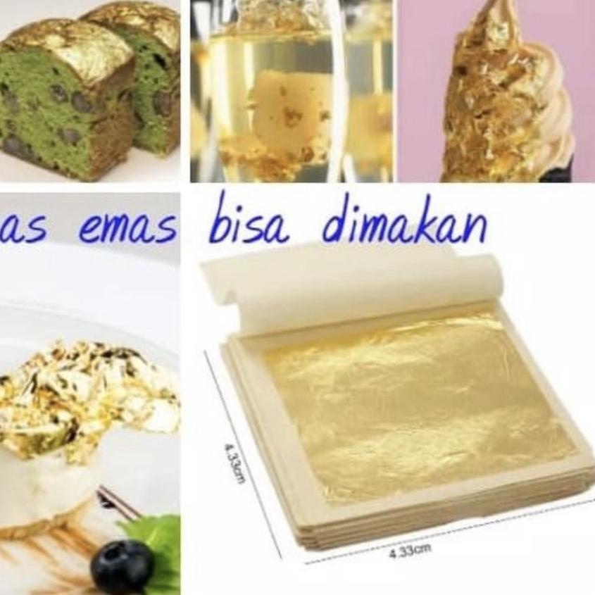 

FREE ONGKIR!FunBaking - 10Pcs GOLD EDIBLE LEAF SHEET KERTAS EMAS FOOD GRADE 24K|KD8