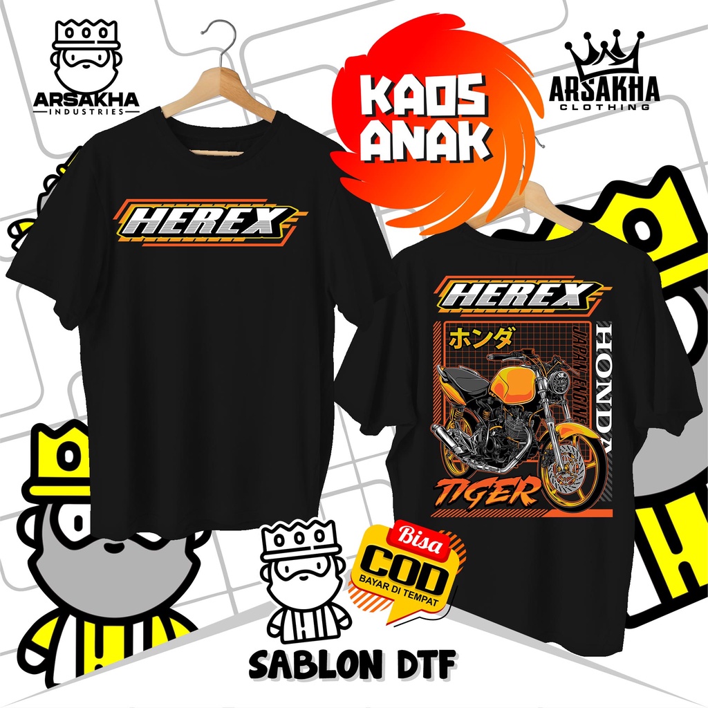Kaos Anak Distro  Honda Tiger Herex 200 CC Japan Enginer V2 Cotton Combed 30s Terbaru - Arsakha Indu