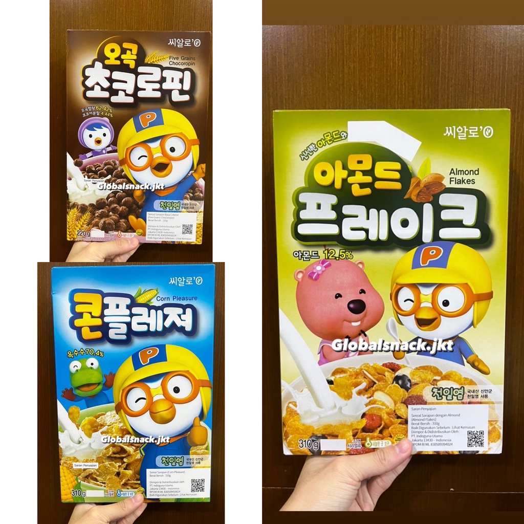

PORORO ALMOND FLAKES / PORORO CORN PLEASURE / PORORO FIVE GRAINS CHOCOROPIN COKLAT CEREAL KOREA - SEREAL