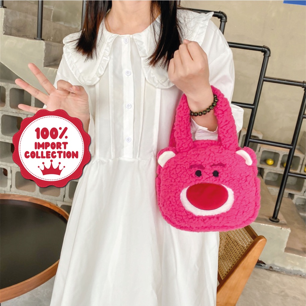 PLUSH WINNIE Bear Bag Bulu Hand Bag Cute Korean Style Pooh Lotso Monster Inc Karakter Kartun By Chikoisme NR