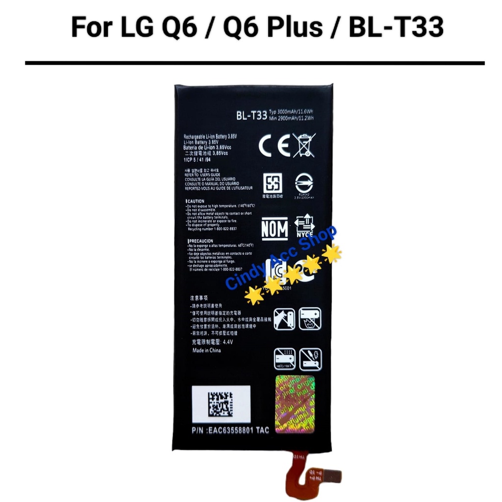 Baterai Batre LG Q6 Q6 Plus Q6+ 5.5 Inch BL-T33 Original Battery