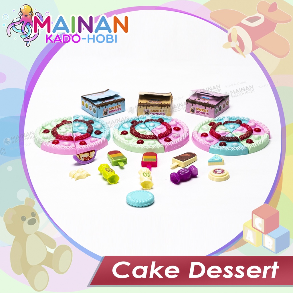 MAINAN ANAK FOOD SET MINIATUR DESSERT CAKE KUE TART COKELAT CANDY