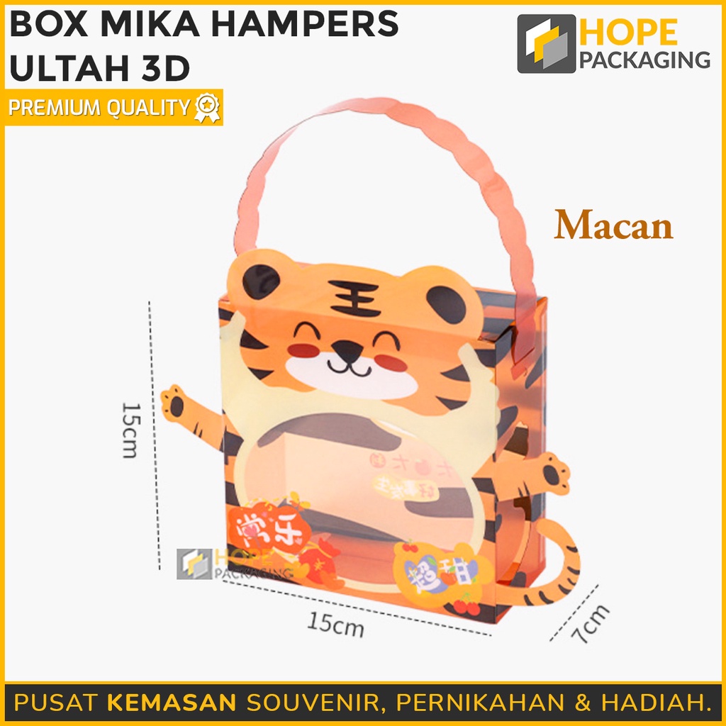 Box Mika Hampers Ultah 3D / Box Mika Transparant Hampers Goodie bag Birthday kotak animal souvenir ulang tahun anak lucu bentuk hewan