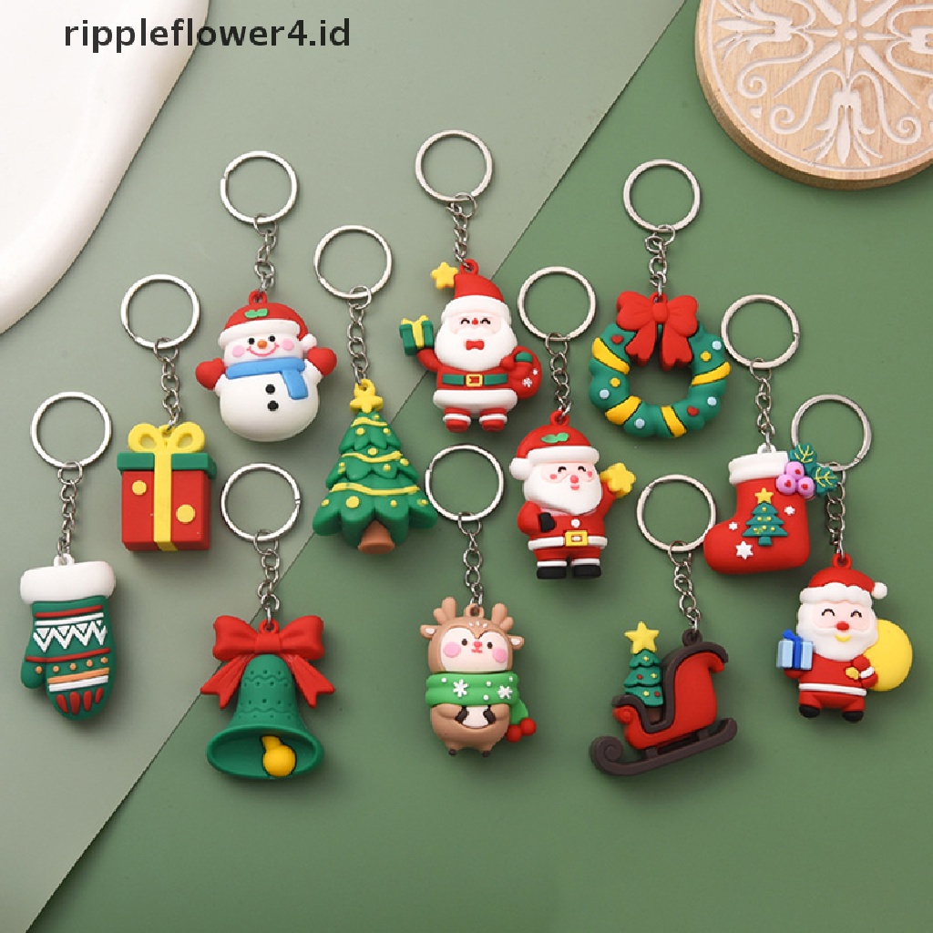 {rippleflower4.id} Christmas Series Santa Claus Pohon Natal Gantungan Kunci Untuk Ransel Liontin Boneka Rusa Lucu Gantungan Kunci Untuk Hadiah Teman Anak~