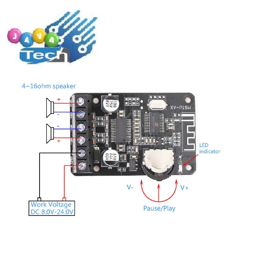 XY-P15W 2x30W Class-D Stereo Bluetooth Digital Amplifier Module