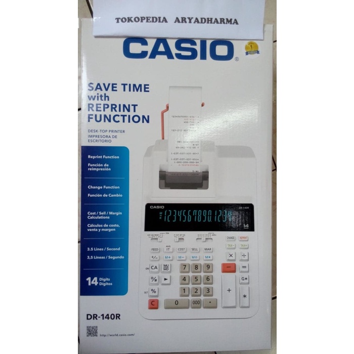 

Kalkulator Kasir Struk CASIO DR140R 14 Digit