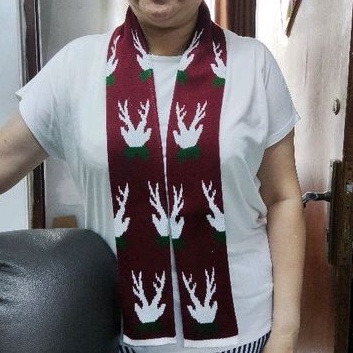 Syall/Syal/Scarf/Shawl Rajut Natal motif baru tanduk rusa