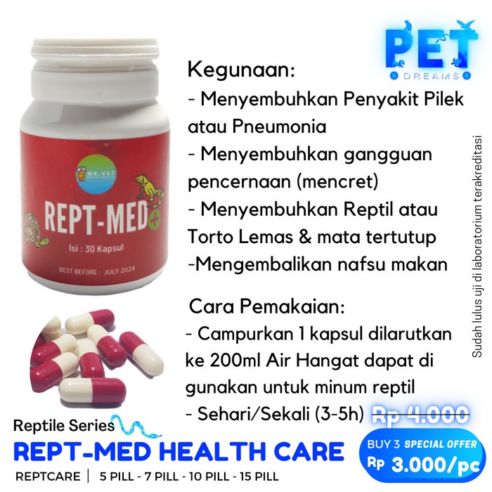 PROMO MRVET REPT MED KAPSUL OBAT KURA FLU PILEK MOGOK MAKAN SULCATA