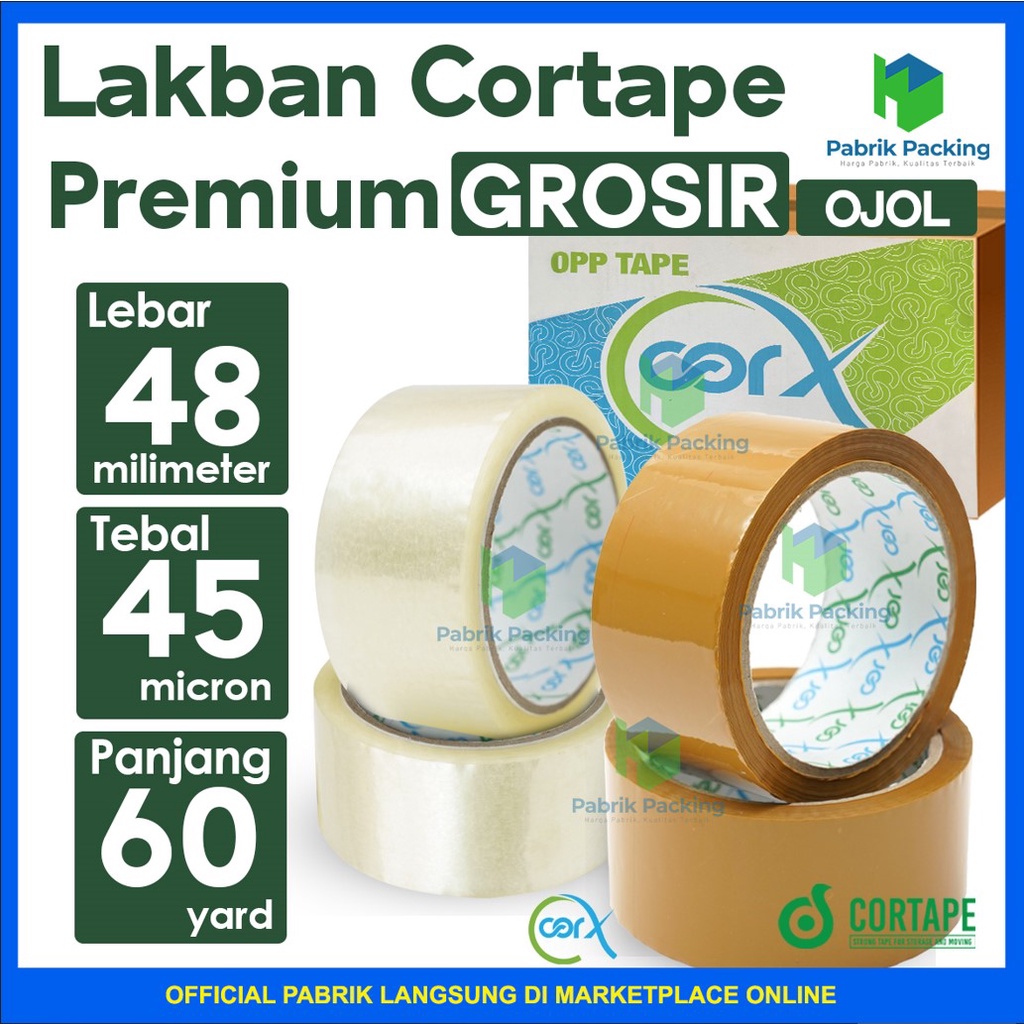 

Lakban / Isolasi Cor-X Ukuran 48mm x 60yard Per DUS Khusus Gojek / Grab