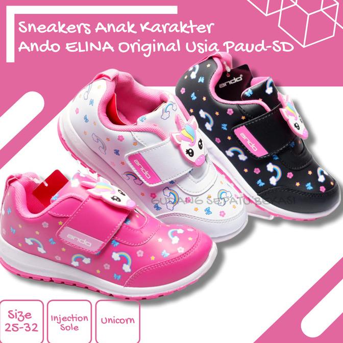 Sepatu anak perempuan unicorn cewek Ando Elina Minicorn Kuda Pony Pink