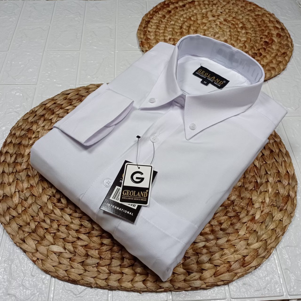 VOVAY kemeja polos pria lengan panjang / baju kemeja putih polos lengan panjang pria