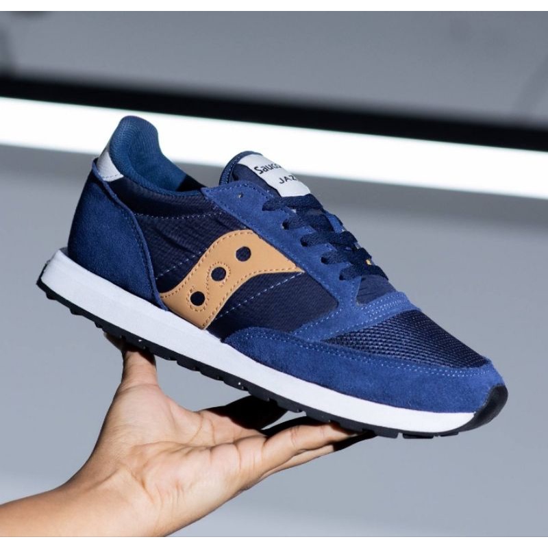 Sepatu Saucony Jazz Vintage Navy Brown Original Sneakers Pria