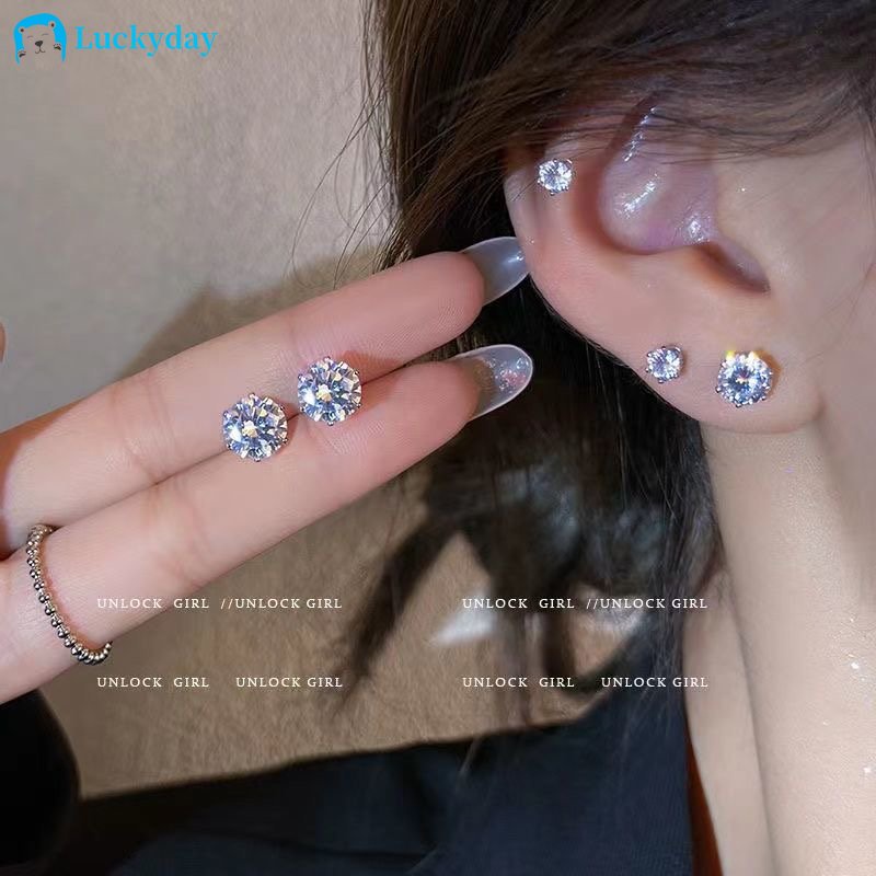 YEEZII Anting Magnet Kristal Mewah Untuk Wanita Hypoallergenic Tanpa Tindik Earring Perhiasan Aksesoris