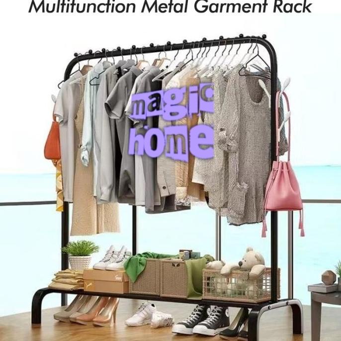 Windproof Single standing hanger Rak besi Gantungan Baju gamis handuk paling dicari