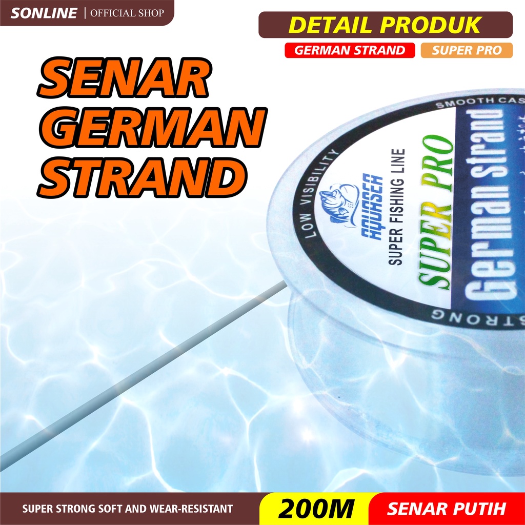 SONLINE Tali Pancing Germany Fishing Line 200m Senar Pancing Invisible Bahan Nilon Tahan Lama Panjang