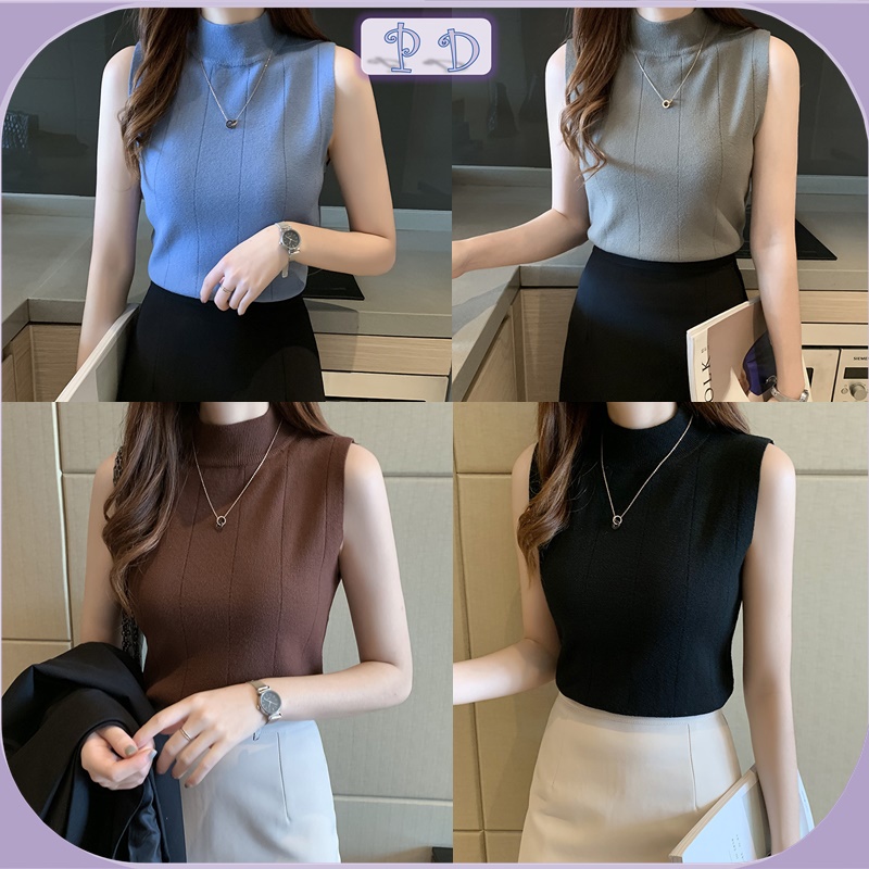 LIDYA Turtleneck Tanktop Import Blouse Korean Style Wanita