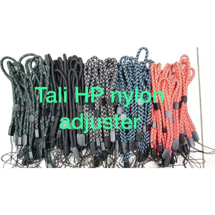 Tali HP Silicon Pendek /Tali HP Nylon Adjuster /Tali Ring HP Sporty Lanyard Adjustable 20cm Nylon Hand