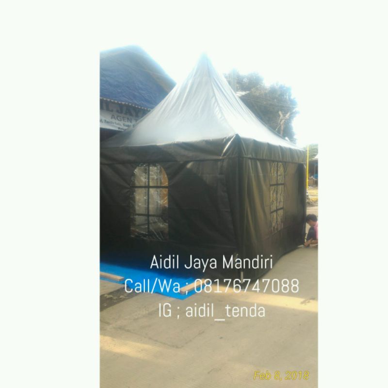 TIRAI DINDING TENDA CAFE TENDA LIPAT 3x3 BAHAN TERPAULIN