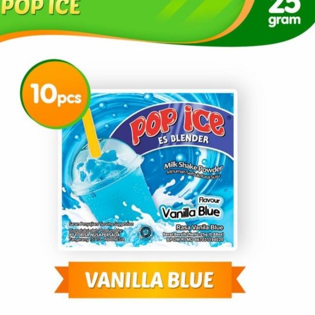 

[KODE 1920] Pop Ice Es Blender Vanilla Vanila Blue Renceng 10 Pcs Sachet 25gram
