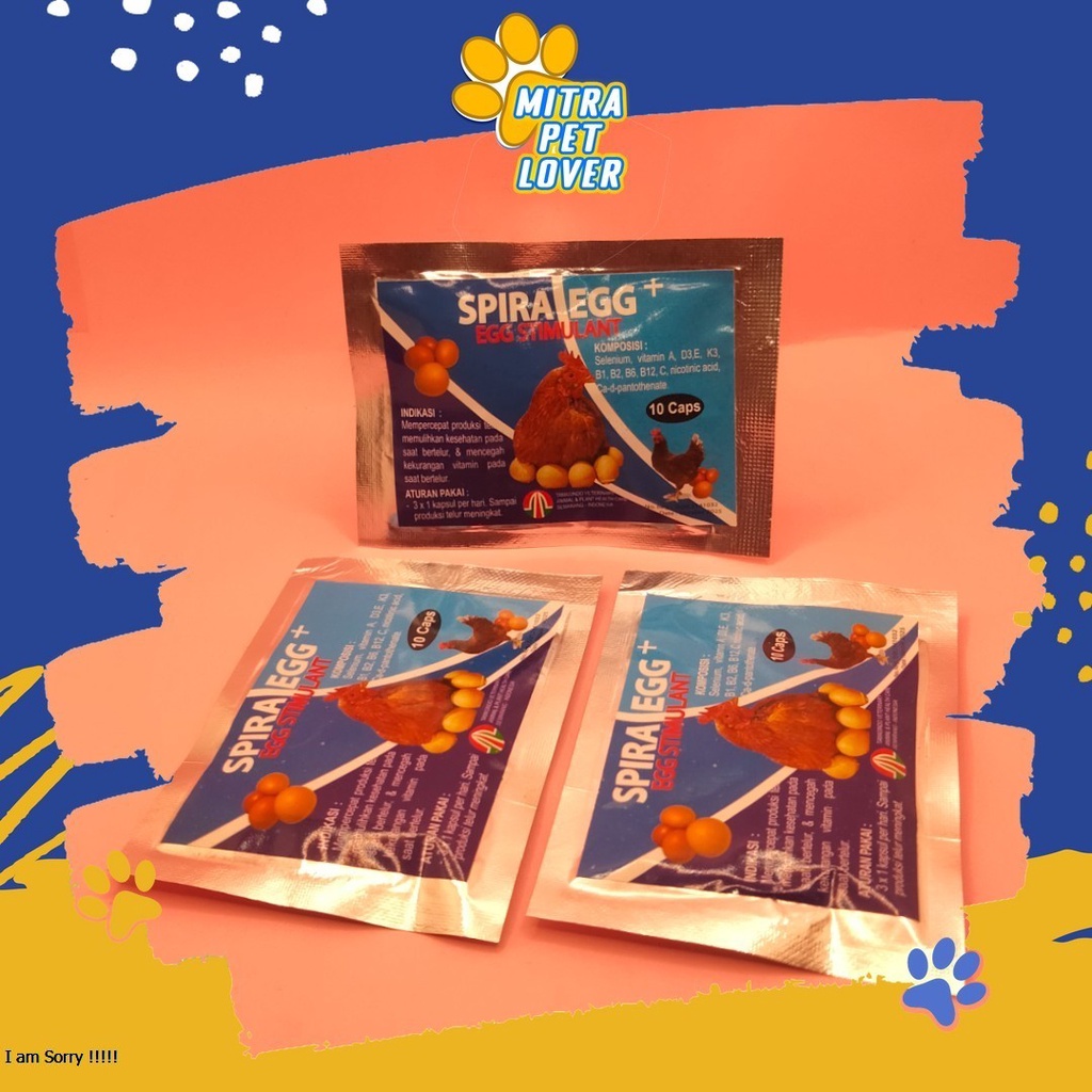 KAPSUL PERCEPAT PRODUKSI TELUR AYAM - SPIRA EGG CAPSULE - 10 CAPSUL - MENSTABILKAN KONDISI UNGGAS SAAT BERTELUR - MURAH ASLI GARANSI KUALITAS ORIGINAL - PET ANIMAL HEALTHCARE &amp; VETERINARY TAMASINDO OBAT KESEHATAN &amp;  VITAMIN TERNAK HEWAN  MITRAPETLOVER