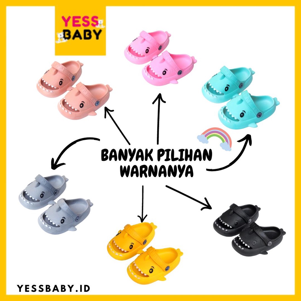 yessbaby [Bebas Ongkir] Sendal Hiu Anak Sandal HIU Wanita Anti Slip Empuk Sendal Baby Shark anak Import Slip On Sandal Jelly Korean