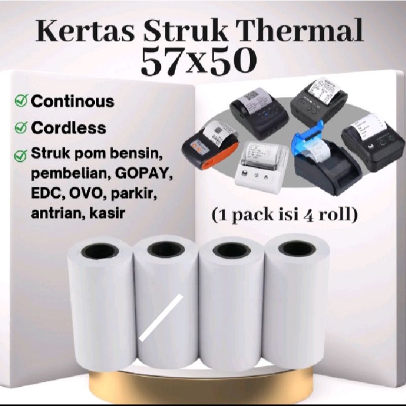 

{ready} Kertas Struk Thermal Paper Rol 1 paket uk: 57X40 57X50