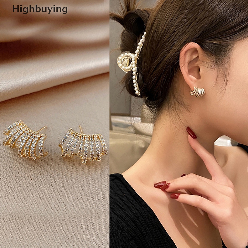 Hbid 1pasang Anting Tusuk Zirkon Hias Kristal Untuk Fashion Korea Wanita Earrings Pesta Perhiasan Hadiah Glory