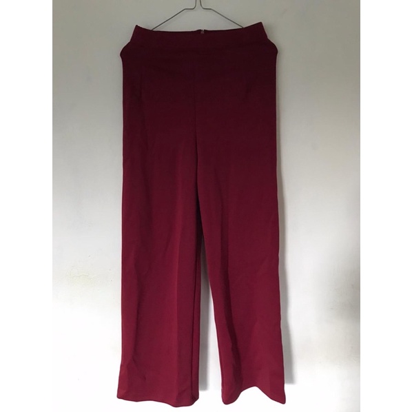 celana kulot merah maroon panjang