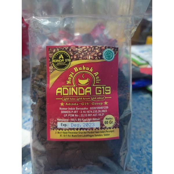 

kopi adinda G19 60gr dan 150gr / kopi asli lubuklinggau grotis gelas cantik