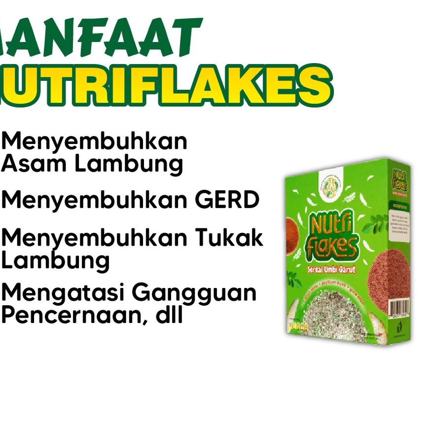 Segera Dapatkan ♘ Nutriflakes Sereal Umbi Garut Obat Asam Lambung Atasi Maag Mag Gerd Original Makanan Diet Isi 280gr+