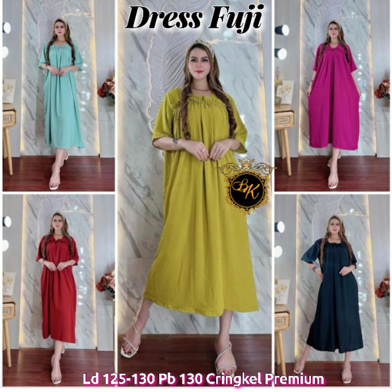 Terbaru Dress Fuji Ld 125 | Dress Cringkel Jumbo| Daster Cringkel Jumbo Ld 125 |Gamis Midi Ld 125| C