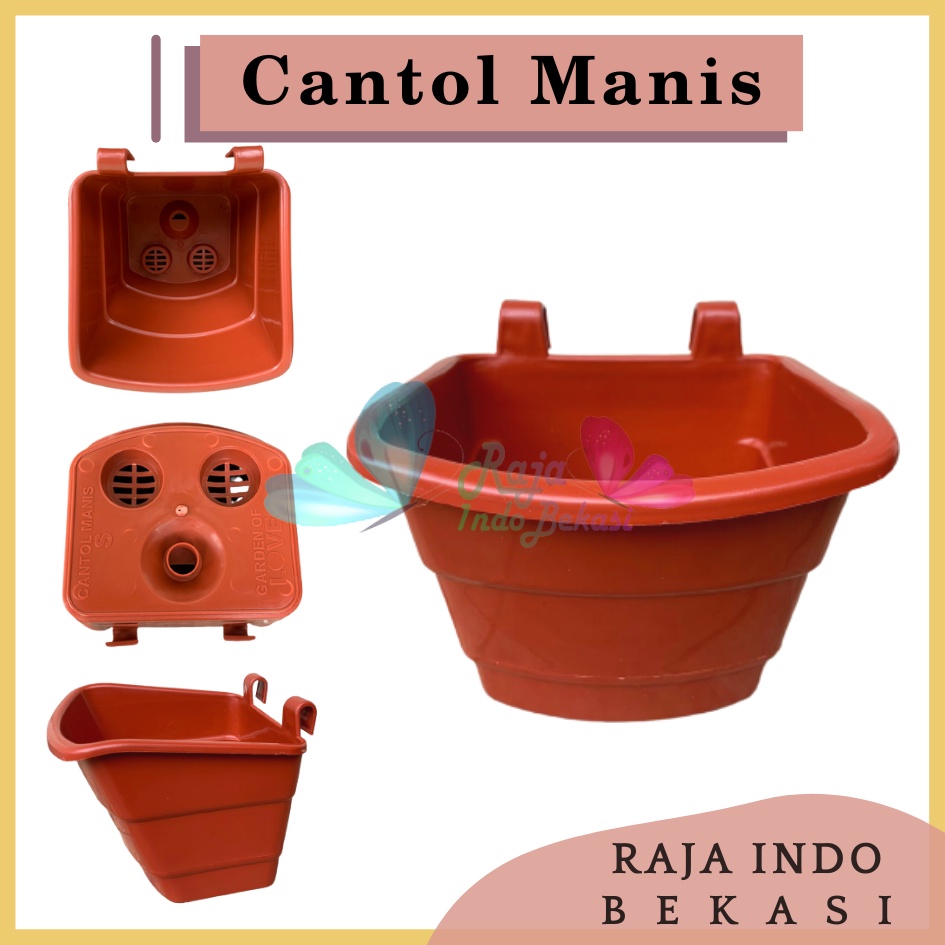 Rajaindobekasi Pot DINDING CANTOL TEMPEL TIP Coklat Merah Bata - Pot Dinding Tempel Manis Mini Murah Unik Pot Tempel Vertical Garden Pot Argo Mini