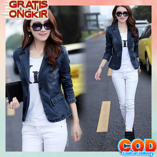 Jaket Jeans Wanita Crop Oversize Jaket Jeans Wanita Jumbo Korea Jaket Jeans Wanita Murah Jaket Levis