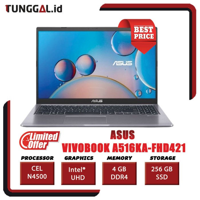 Asus A516KA FHD421 FHD422 Celeron N4500/4GB/256GB/W11+OHS VivoBook 15