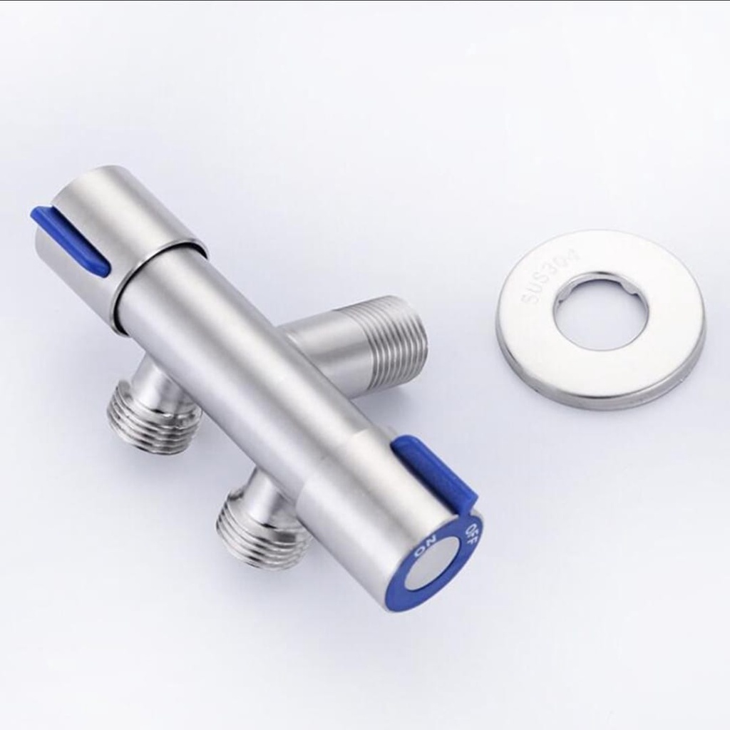 Kran air Cabang 2 Double Stainless 304 2B Stop Keran air Cabang Dual Control Bathroom Faucet 2 Way Valve SUS 304
