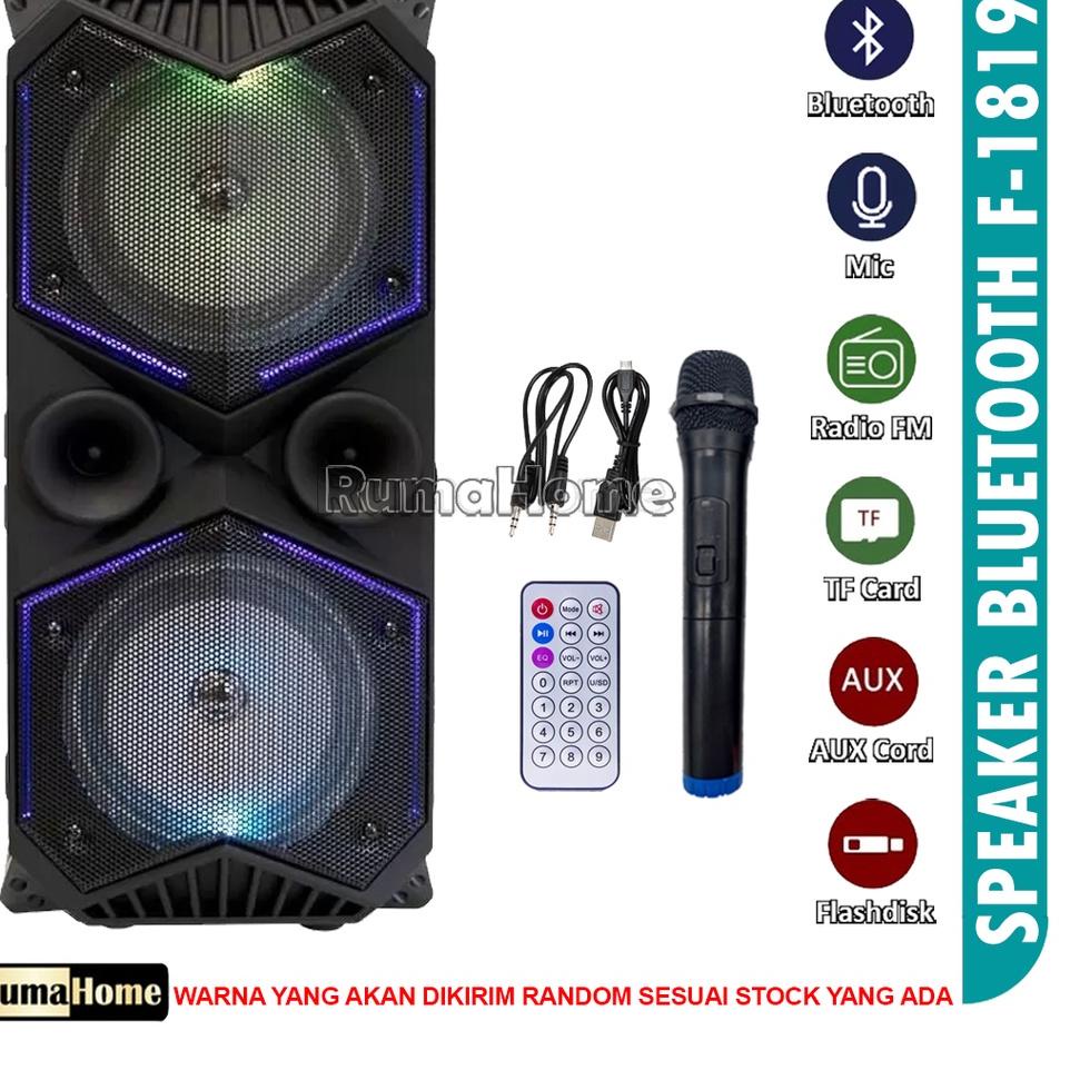 Sale speaker portable bluetooth F-1965 dan F-1819 6,5 inch 2pcs atas bawah bonus mic. USB, remote, M