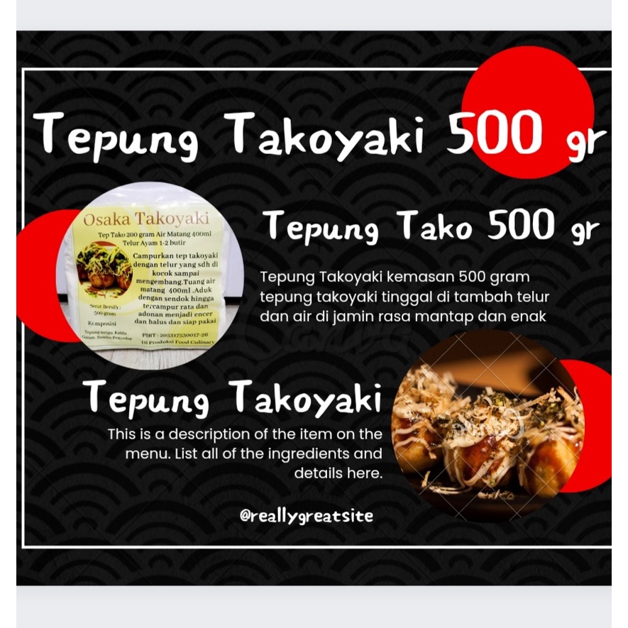 

Tepung takoyaki premix 500 gr Tepung Takoyaki Okonomiyaki Instan