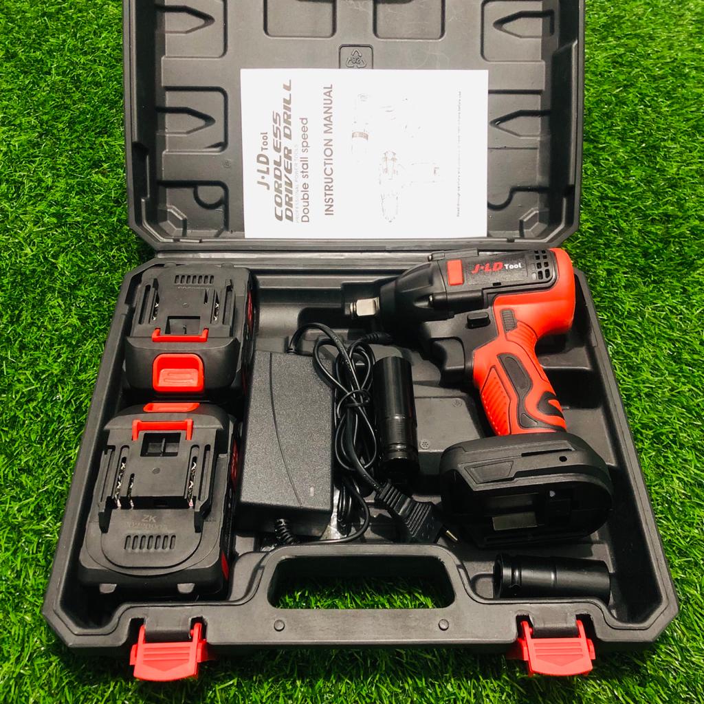 JLD IMPACT WRENCH CORDLESS - MESIN BOR 48V 2 BATERAI JV88 J.LD Tools - Abu-abu/Bor baterai cas kompl