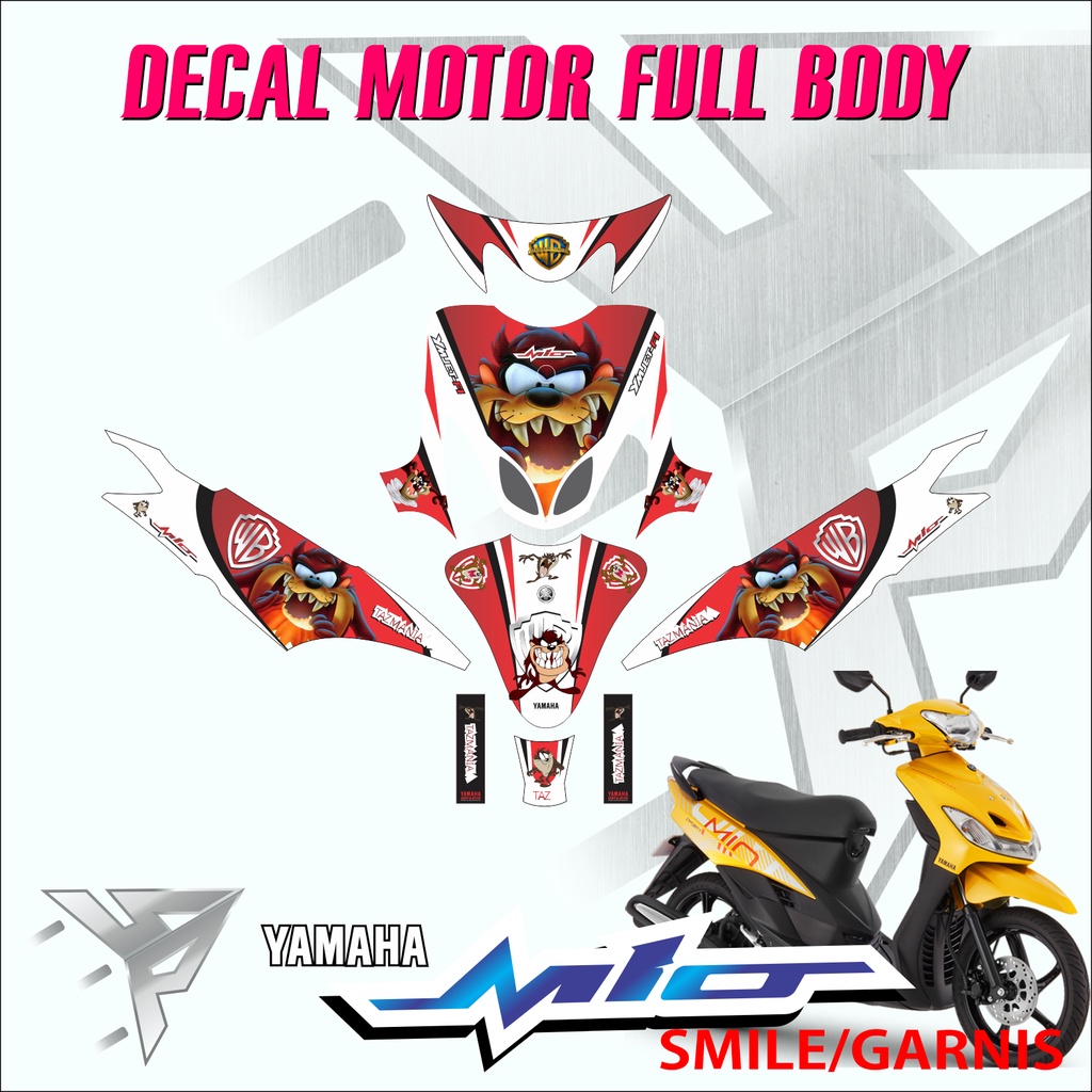 DECAL STCKER FULL BODY YAMAHA MIO SMILE & MIO SPORTY TAZMANIA MERAH PUTIH
