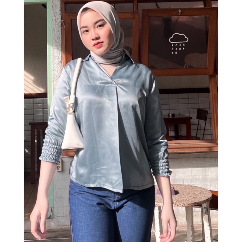 Zayda Shirt Top Kerut Silk ByVitafa