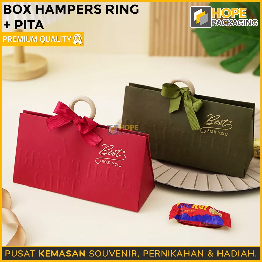 Box Hampers Ring + Pita / souvenir Wedding M : 17x 10x 8.5 cm / Gift Box Christmas Kotak Kado Box