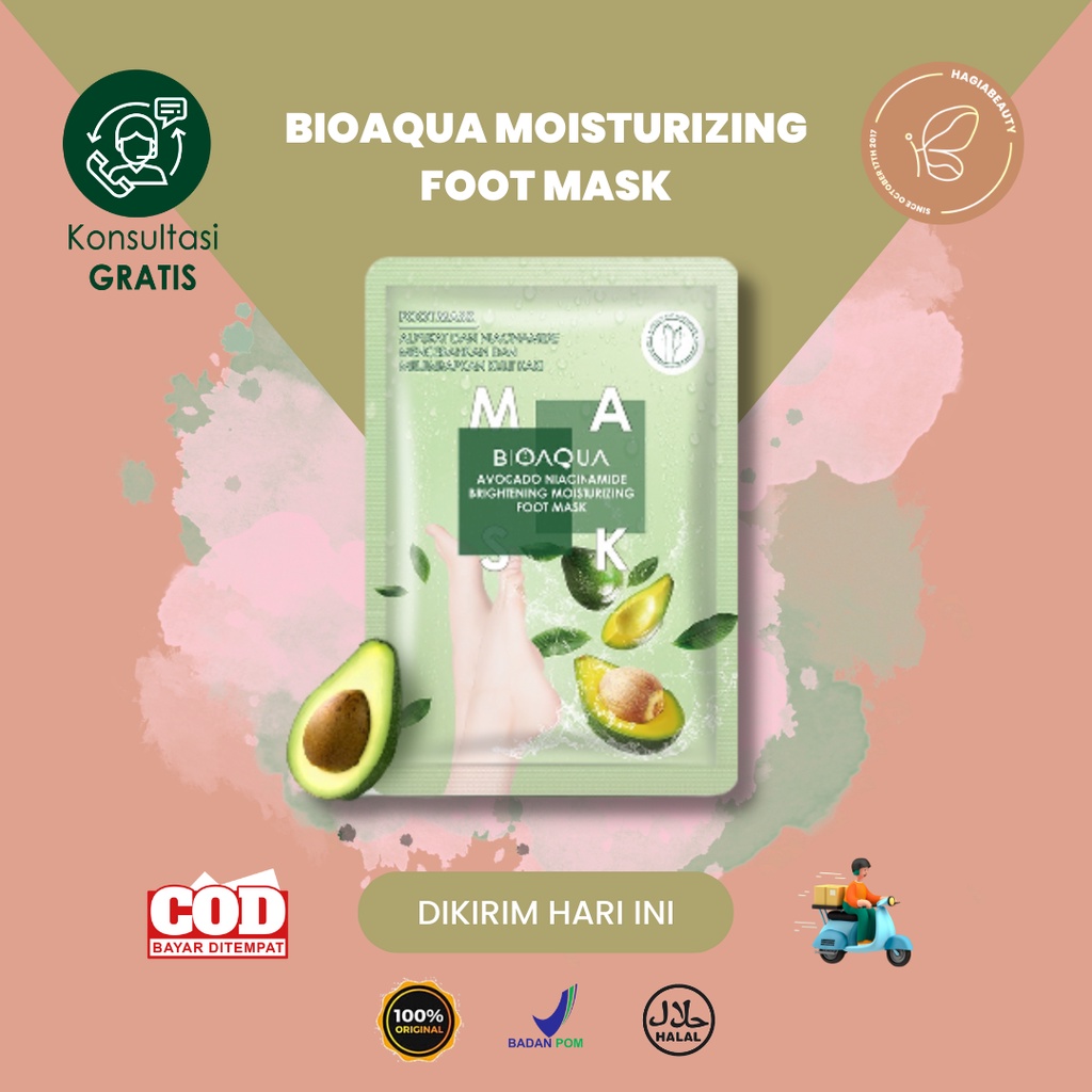 Bisa COD - BIOAQUA Niacinamide Brightening Moisturizing Foot Mask 35g - Avocado Footmask masker kaki mencerahkan