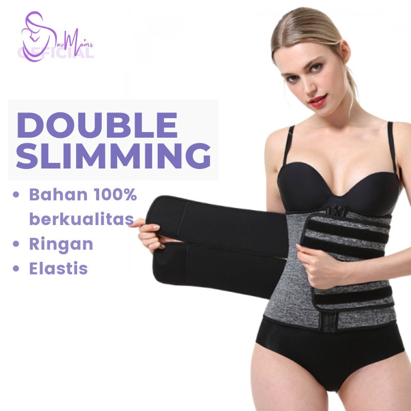 Korset Pelangsing DOUBLE STRAP Sabuk Perut Buncit Pelangsing Pembakar Lemak Corset Pelangsing Pengecil Perut Buncit Pria Wanita Perekat Waist Corset Jumbo Korset Stagen Pengecil Perut Perekat Waist Support Sweat Fat Burner Pria Wanita