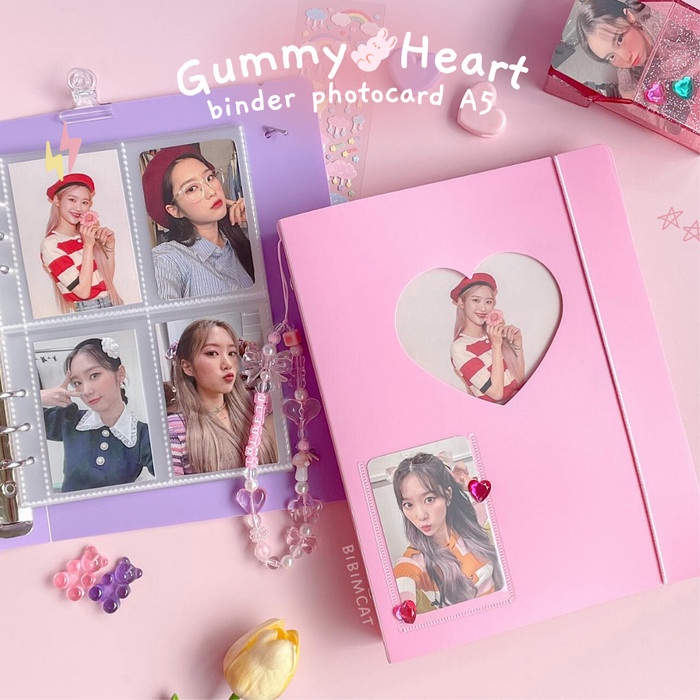 

✨NEW✨ - Gummy Heart Binder Photocard A5 6 Ring Hard Case / Album PC Hard Cover - Sleeve Only, Sleeve 2P